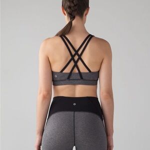 Lululemon Energy Bra Heathered Black / Black. Size 4